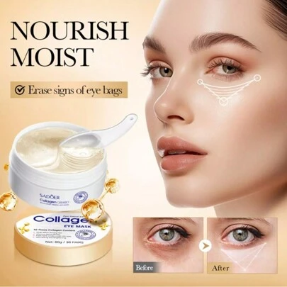 SADOER-60 Parches de colageno para contorno de ojos, máscara de colágeno de cristal para ojos eliminación de ojeras bolsas de ojos parches hidratantes para ojos máscaras de Gel para ojos mascarillas para los ojos, antiojeras, eliminación de bolsas