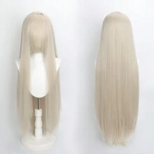 Karida Parrucca da cosplay lunga in fibra sintetica con frangia, parrucca da cosplay universale per capelli lisci a strati, resistente al calore, ad alta densità, aspetto naturale, 35 pollici/90 cm, parrucca sintetica extra lunga per donne, parrucche da cosplay artificiali per feste, Ognissanti, Natale, verde, arancione, rosa, blu, nero