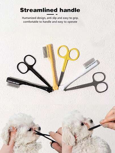 Pet Facial Cleaning Comb Set,Remove Tear Stain Eye Droppings Pet Facial Cleansing Brush,Cat Claw Comb Pet Facial Cleansing Brush,Dog Hair Trimmer Scissors Pet Cleaning Accessories