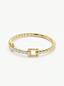 1 件铜镀金小号简约几何元素戒指，适合女性日常佩戴，别致优雅的设计