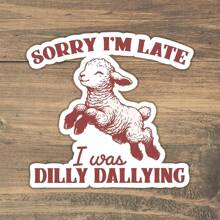 1 件对不起我迟到了我犹豫不决贴纸，复古动物谚语，有趣的树懒和绵羊贴纸，适用于保险杠、笔记本、水瓶、钢琴，完美的朋友礼物 - 彩色 - 查看 1