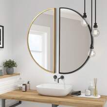 Wall Mirror - Bathroom Mirror Metal Frame Half Circle Mirror 2 Pack DIY For Bathroom, Bedroom, Living Room, Cloakroom, Entryway Home Decor Gifts