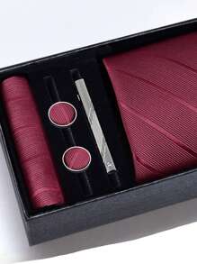 5pcs Men's Premium Rhinestone Striped Metal Tie Clips, Vintage Business Father's Day Gift Set, Groom/Groomsmen Accessory Gift Box - View 3