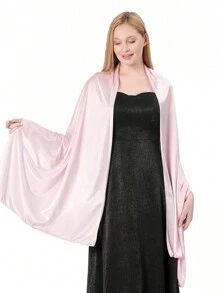 1pc Fashionable Evening Wrap Shawl, Satin Shawl, Extra Long Wedding Shawl For Brides Party
