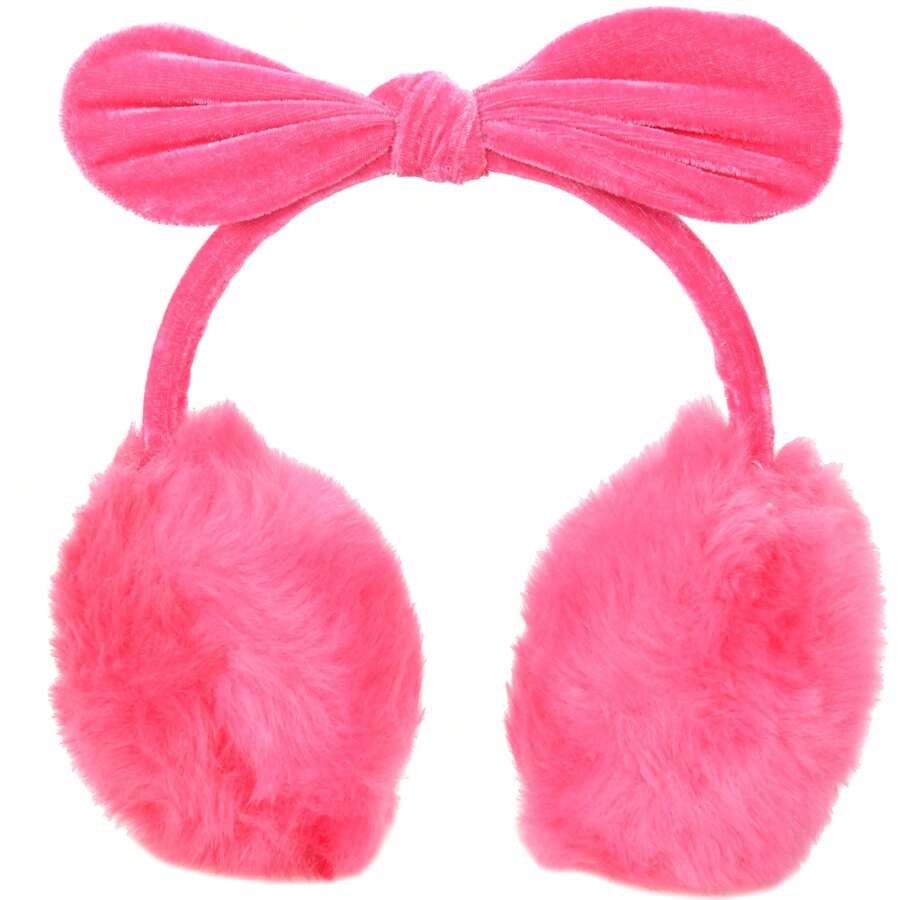 Women's Faux Fur Fleece Ear Muffs Winter Fleece Bow Valentines - Watermelon - 查看 1