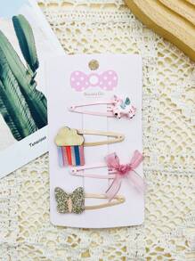 4pcs Cute Cartoon Style Hair Clips, Princess Style Hair Accessories Suitable For Little Girls, Great For Daily Use, Birthday Gifts, Party Favors