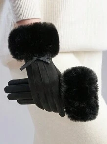 1 para damskich, jednolitych, eleganckich, swobodnych, poliestrowych rękawiczek bez palców, odpowiednich na wyjścia, święta i imprezy jesienią/zimą