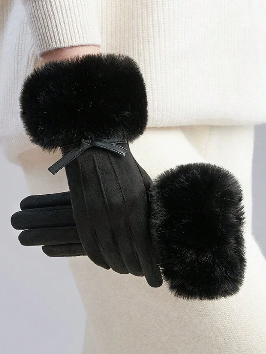 1 para damskich, jednolitych, eleganckich, swobodnych, poliestrowych rękawiczek bez palców, odpowiednich na wyjścia, święta i imprezy jesienią/zimą