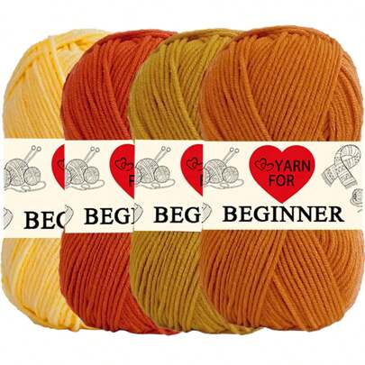 4 件装钩针纱线套件，钩针纱线，4 层丙烯酸纱线，钩针和手工编织纱线，4 捆 5.08 盎司/捆，适合初学者