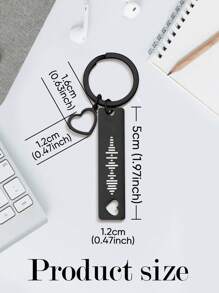 1个定制音乐钥匙扣，个性化刻字音乐密码钥匙扣，个性化音乐密码钥匙圈，个性化音乐密码不锈钢钥匙扣，定制“口袋里的音乐”钥匙扣，生日礼物，周年纪念礼物，情人节礼物，父亲节礼物，母亲节礼物，情侣礼物，送给女友/男友的礼物，送给她/他的礼物，送给妻子/丈夫的礼物，周年纪念日礼物，情人节礼物，母亲节礼物，生日礼物，节日礼物，父亲节礼物，定制钥匙扣及配饰，街头休闲时尚 - Love Pendant - Scan Code to Play Music - 查看 6