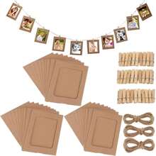 30 Stücke Hängende Papier Fotorahmen 4,5*6,1 Zoll, Fotowand Fotorahmen, Kraft Schwarz Weiß Fotorahmen, perfekt für Sie bunte Papier Fotorahmen DIY kreativ Retro Kraftpapier Filme Hängealbum Rahmen mit Mini-Clips und Hanfseil für Zuhause, Wohnheim, Büro, Party Dekoration (10 Farben) - Verschiedenfarbig - Übersicht 13