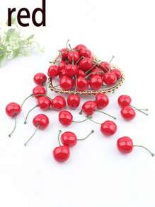 10/30/50 Peças Simulação de Cereja de Fruta, Decoração de Cereja de Fruta Realista, Adequado para Decoração de Mesa de Casa, Decoração de Festa de Frutas de Cozinha, Acessórios de Decoração de Bolo de Festa de Aniversário, Decoração de Cenário de Casamento, Falso Sundae e Cupcakes