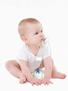 1pc 8oz/240ml Self-Feeding Normal-Neck Baby Bottle With Straw Brush,Hands-Free PP Feeding Bottle Set-Pink, Blue