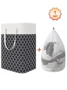 1 cái/2 cái Giỏ đựng đồ giặt di động 75l có tay cầm có thể gập lại, Giỏ đựng quần áo, Đồ chơi, Thích hợp cho gia đình, Ký túc xá, Phòng giặt ủi Quần váy Giày dép Quần jean Bốt Váy - Đen 1 - Xem 15