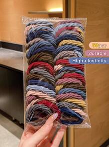Conjunto de 50pcs Grampo de Cabelo Elástico Durável Estilo Coreano faixas de cabelo coloridas Acessórios de Cabelo