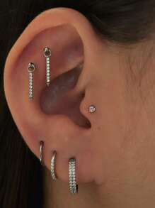 1PC Titanium Internally Threaded Waterdrop Dangle Labret Double Chain Dangle Top Helix Cartilage Piercing Ear Tragus Daith Earrings Jewelry