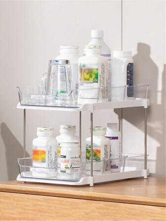 Transparent PET Storage Rack Desktop Cosmetics Storage Box Bathroom Toilet Kitchen Multi-Functional Stacking Storage Rack