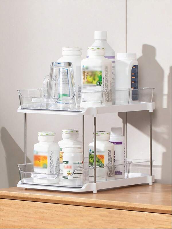 Transparent PET Storage Rack Desktop Cosmetics Storage Box Bathroom Toilet Kitchen Multi-Functional Stacking Storage Rack