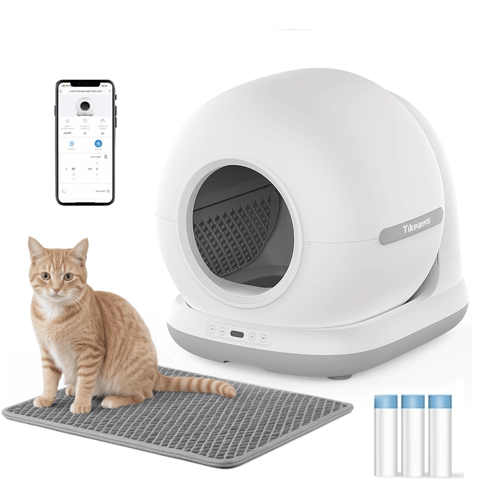 Puerta Para Gatos Inteligente Focket - Automática Con Sensor RFID (2 Collares Incluidos), Abertura Activada Por Collar, Para Puertas O Ventanas - Tamaño 26x29.5 Cm
