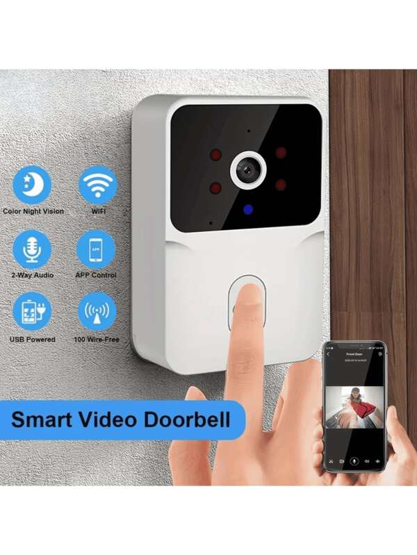 Intelligente kabellose Fernvideo, HD Nachtsicht Türklingel, WiFi wiederaufladbare Sicherheits-Türklingel Kamera, Zwei-Wege-Kommunikation, Foto-Aufnahme, Aufnahme, App-Steuerung für Heimsicherheit