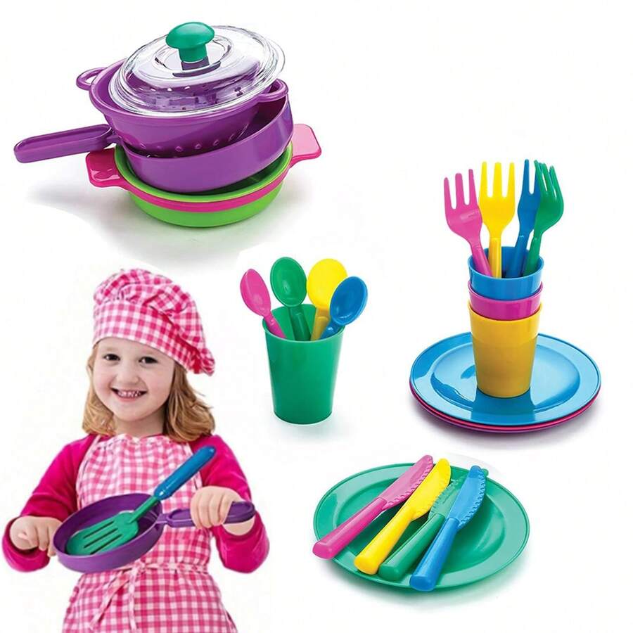 26pcs/20pcs Kids Kitchen Toys Set, Cooking Pretend Play Dishes Toy For Boys And Girls, Gift (Some Colors Random)