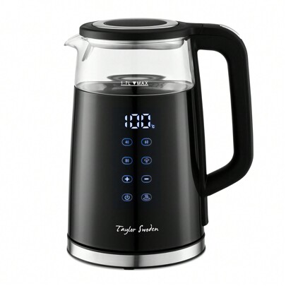 Various Temperature Setting Kettle, Electric Kettle Digital Display, Keep Warm, Double Wall Glass Kettle, 1.7L, 2200W, Black