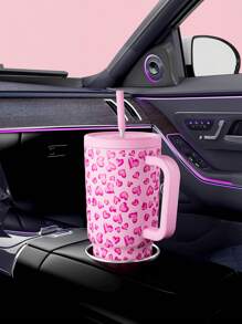 30oz Tumbler With Handle, Vacuum Insulated Water Bottle, Insulated Cup, Leak-Proof Lid And Straw, Stainless Steel Coffee Mug, Keeps Drinks Cold For 24 Hours Or Hot For 10 Hours, Ideal For Water, Iced Tea, Coffee, Smoothies, And More - Pink - View 9