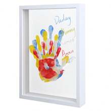 1 Peça Kit de Impressão Manual DIY para Casa - Kit de Impressão de Mão e Pé, Caixa de Sombra - Quadro de Madeira Impresso DIY, Caixa de Memória de Madeira, Sem Eletricidade Necessária, Inclui 4 Peças de Folhas de Acrílico Transparente para Decoração Doméstica, Sala de Estar, Quarto, Sala de Estar, Escola, Escritório, Decoração de Mesa, Presente para Família, Amantes e Amigos