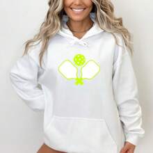 Pickleball Sweatshirt, Pickleball Hoodie, Pickleball Shirt, Pickleball Sweater, Pickleball Player Hoodie Oversized Pullover Hoodie Double-Lined Hood Heavyweight Cotton Pullover Hooded Sweatshirt For Women - White - View 1
