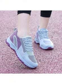 Tenis Sin Cordones Casuales para Mujer, Zapatos de Piso Ligeros y Cómodos de Malla, Calzado Antideslizante con Estilo para Caminatas y Uso Diario - Gris - Ver 6
