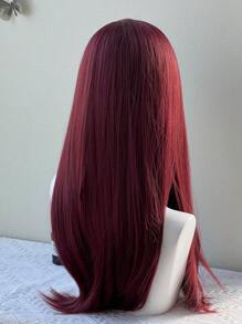 Cosplay Burgundy Long Straight Wig With Bangs 24 Inch Red Hair Synthetic Wigs For Women Fashion Daily Party Halloween Wigs(Accessories Not Included) - Burgundy - View 6