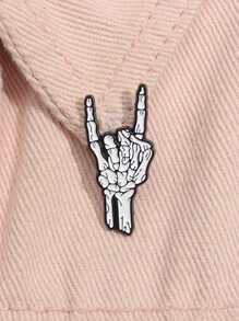 1pc Rock Skull Enamel Pin - Men Bold Fashion Statement - Handcrafted Horror Brooch - Perfect For Halloween - Backpack, Clothing & Hat Embellishment Pin For Clothes Bag Charm