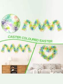 3Pcs Easter Tinsel Garland With Confetti Colorful Metallic Tinsel Twist Garland Spring Hanging Garland Decoration For Green Easter Garland For Mantle Decorations With Colorful Eggs, Glitter Spring Garland For Easter Tree Decor, Metallic Easter Eggs Garland For Home Indoor/Outdoo,Vibrant Spring Decor For Doors, Trees And Mantels ,Perfect For Easter Celebrations