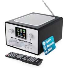 Internet Radio CD Player DAB+ Bluetooth Spotify Connect Podcasts FM Radio Dual Alarm 90 Presets Custom EQ Settings Full Colour LED Display Remote Control Black - 黑色1 - 查看 1