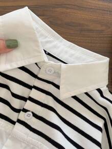 Spring New Striped Patchwork Shirt For Boys & Girls - White - View 9
