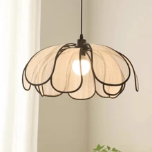 New Chinese Wabi-Sabi Zen Petal Chandelier, Woven Retro Chandelier, Composed Of 11 Petal Leaves, E26 Lampholder, Suitable For Dining Room, Living Room, Bedroom, Study, Corridor, Decorative Room Chandelier, Decorative Lamp For Festivals