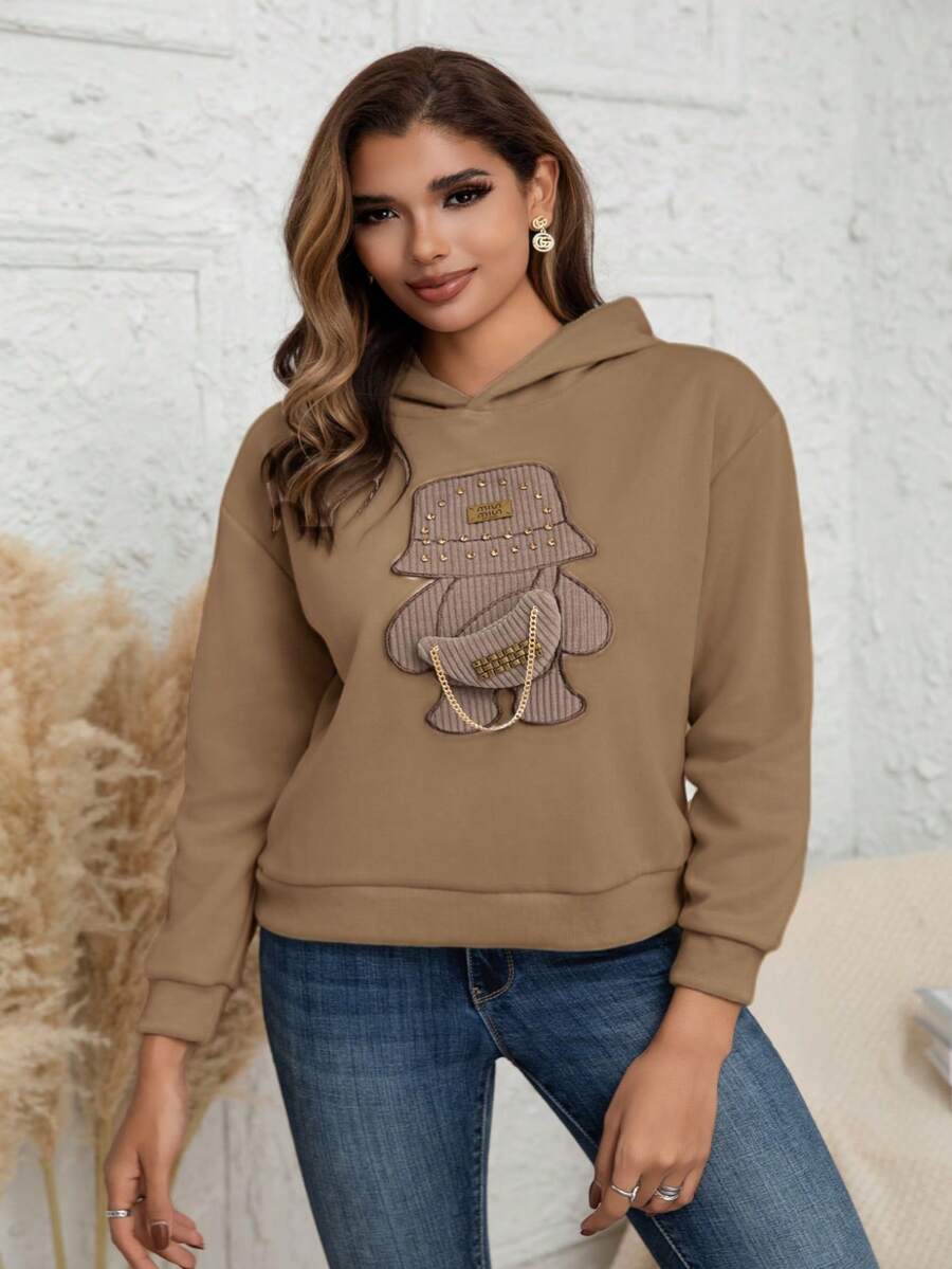 New Loose And Warm Round Neck Bear Hoodie