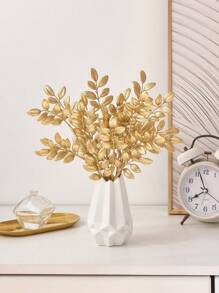 1/3/6 件金色人造叶棒假植物金色塑料叶假玫瑰叶仿真植物灌木人造植物适用于室内室外家居酒店派对婚礼装饰桌面摆件 DIY 工艺品