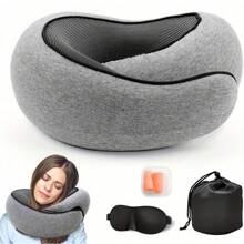 1pc, New Travel Pillow - Soft Cover, 100% Memory Foam Filling, Portable U-Shaped Neck Pillow For Airplanes, Cars, Offices, And Upright Sleeping - Ergonomic Design For Ultimate Comfort And Support - Grey - View 1