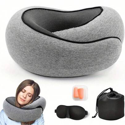 1pc, New Travel Pillow - Soft Cover, 100% Memory Foam Filling, Portable U-Shaped Neck Pillow For Airplanes, Cars, Offices, And Upright Sleeping - Ergonomic Design For Ultimate Comfort And Support