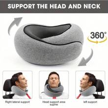 1pc, New Travel Pillow - Soft Cover, 100% Memory Foam Filling, Portable U-Shaped Neck Pillow For Airplanes, Cars, Offices, And Upright Sleeping - Ergonomic Design For Ultimate Comfort And Support - Grey - View 2