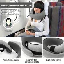 1pc, New Travel Pillow - Soft Cover, 100% Memory Foam Filling, Portable U-Shaped Neck Pillow For Airplanes, Cars, Offices, And Upright Sleeping - Ergonomic Design For Ultimate Comfort And Support - Grey - View 6