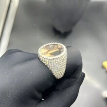 (Custom-Made) 1pc Custom Round Photo Frame Ring, Brass Inlaid Cubic Zirconia Hip Hop Casual Daily Wear Jewelry - Rose Gold - View 7