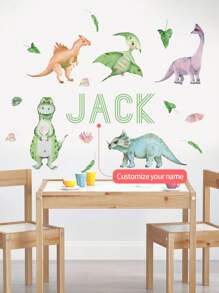 1pc Personalized Custom Your Name, Cartoon Dinosaur, Elephant, Sleeping Bear Wall Decor For Children Boys Girls, Nursery Bedroom Game Room Wall Art Gift