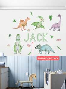 1pc Personalized Custom Your Name, Cartoon Dinosaur, Elephant, Sleeping Bear Wall Decor For Children Boys Girls, Nursery Bedroom Game Room Wall Art Gift