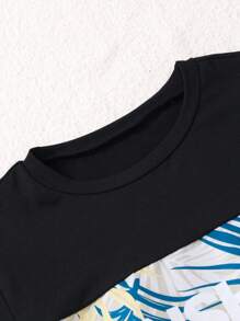 2pcs/Set Tween Boy Fashion Printed Short Sleeve Top & Shorts Set, Spring/Summer - Multicolor - View 3