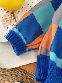 M.Dian xi Kids Sweater New Autumn Winter Boys Children Cartoon Round Neck Knitted Thick Fleece Pullover Tops For Outerwear - Blue - View 5