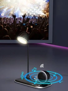 Cargador inalámbrico 3 en 1: altavoz Bluetooth, lámpara de mesita de noche retro y lámpara LED de carga rápida de 15W para escritorio - Multicolor - Ver 3