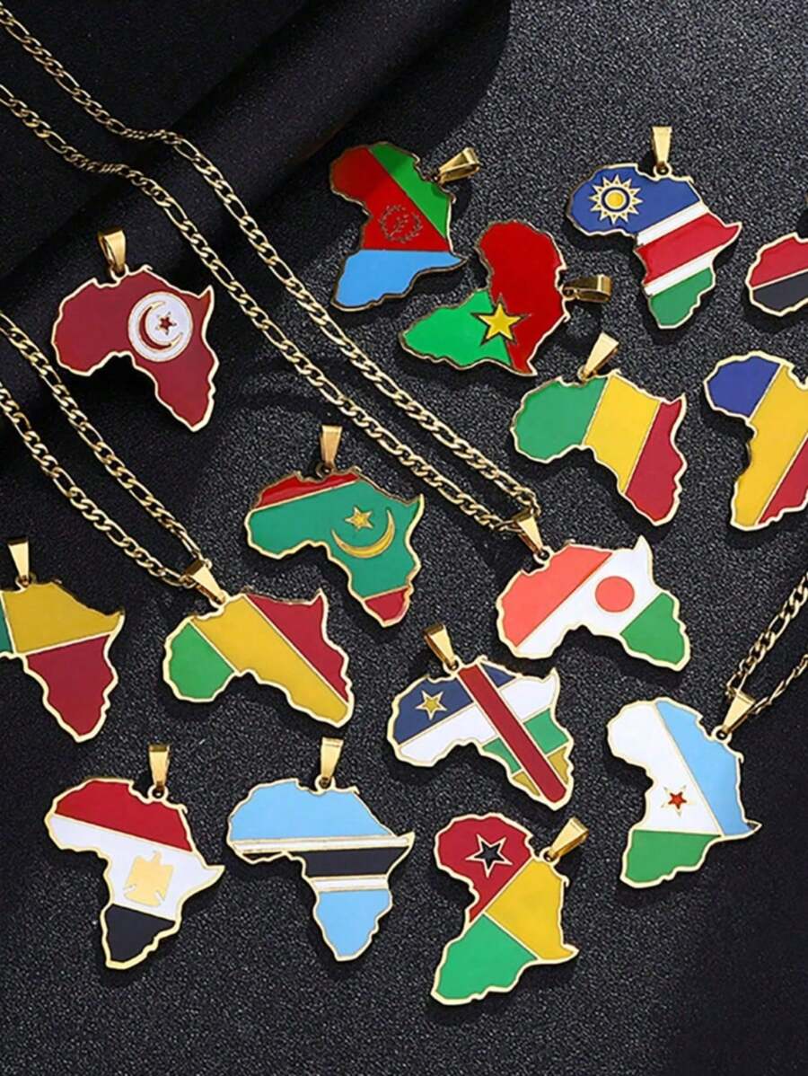 1 pièce Collier Minimaliste Personnalisé avec Carte de l'Afrique, Convient pour le port quotidien des hommes. Le collier avec carte est un choix idéal comme cadeau pour les amis, montrant la qualité exquise et le style de conception européen et américain populaire pour les hommes. Un bijou indispensable pour les hommes