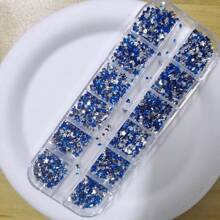 1 Box Mini Rhinestone Shiny Sequin Flat Diamond Nail Art Accessories, 12 Compartments/Box, 14 Colors, Y2K 3D Bow, Star, Butterfly, Heart Mixed Asymmetric Shape Mini Nail Gems, Glitter DIY Supplies, Suitable For Hand And Foot Nail Decoration - Multicolor - View 15